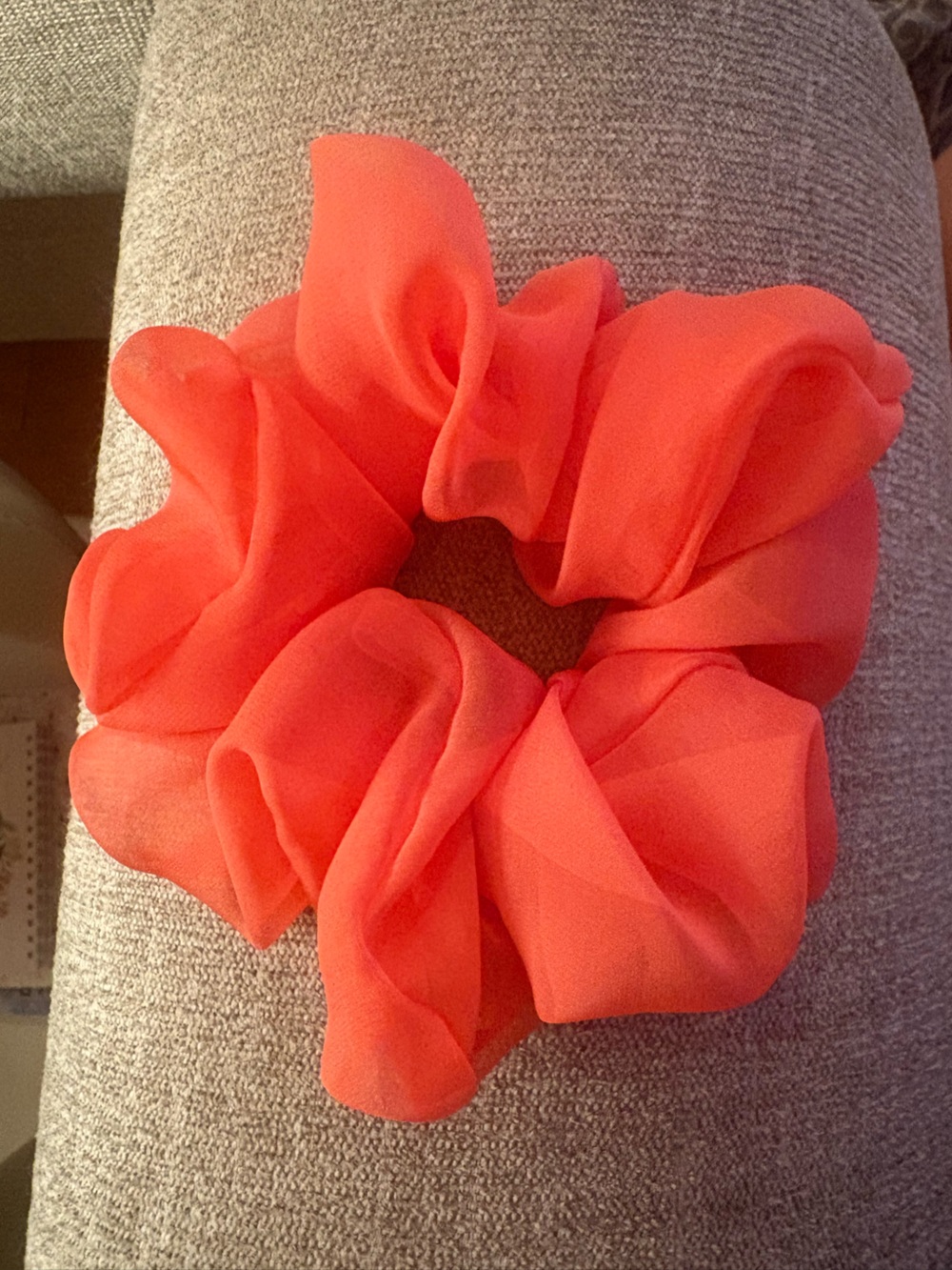 Women’s Large Coral Chiffon Hair Scrunchie
